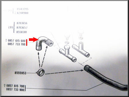 Carburetor cooling hose - Renault 16 TL, L - OEM 0857733700