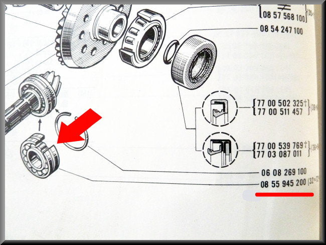Pignon lager groef niet centraal (32x72x19) 385 bak – Renault 16 (1973 1975) – Renault 12 - Renault 5 - Alpine -OEM 0855945200