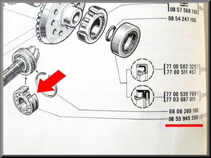 Pignon lager groef niet centraal (32x72x19) 385 bak – Renault 16 (1973 1975) – Renault 12 - Renault 5 - Alpine -OEM 0855945200