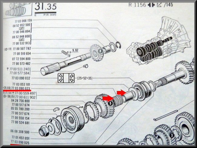 Naaldlager en geleidebus (385 bak) 29-32-29,8 mm – Renault 16 – OEM 7703090023 / 7703090025