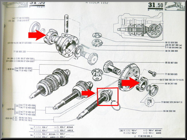 Complete bearing set (336 gearbox) – Renault 16