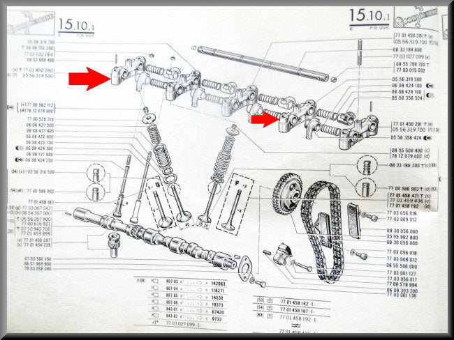 Axe de culbuteurs (avec alésage) – Renault 16 TX, TS – OEM 7701450290