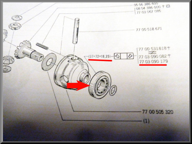 Differentieel lager (37-72-18,25 mm) – Renault 12 –  Renault 15 - Renault 16 - divers - OEM 7703090179