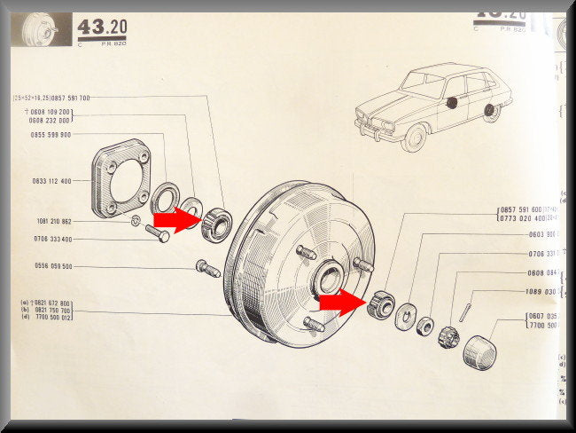 Wheel bearing set for rear axle (25x52x16.25 inner dimension 7x40x13.25 outer dimension) – Renault 16 L – OEM 0857591700 / 0857591600