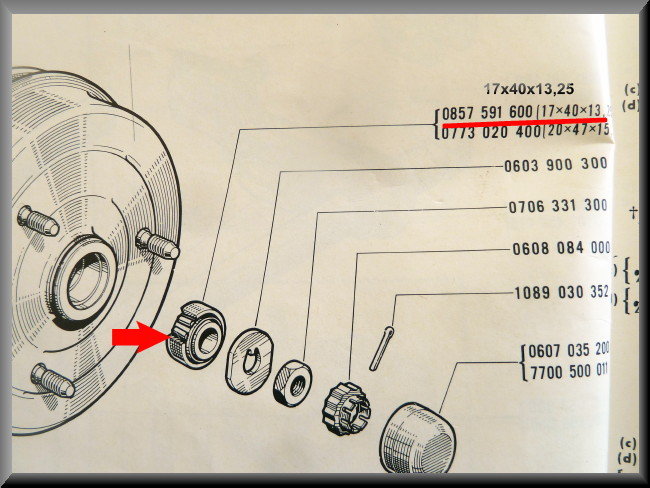 Wheel bearing set for rear axle (25x52x16.25 inner dimension 7x40x13.25 outer dimension) – Renault 16 L – OEM 0857591700 / 0857591600