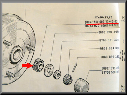 Wheel bearing set for rear axle (25x52x16.25 inner dimension 7x40x13.25 outer dimension) – Renault 16 L – OEM 0857591700 / 0857591600