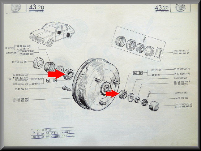 Rear axle wheel bearing set (25x47x15/15.25 inner, 20x42x15/15.25 outer) – Renault 16 (1977 to 1980) – OEM 7903090058 / 7903090057