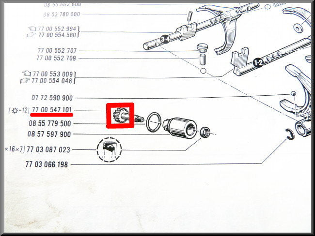 Speedometer cable gear (5-speed) – Renault 16 – OEM 7700547101A