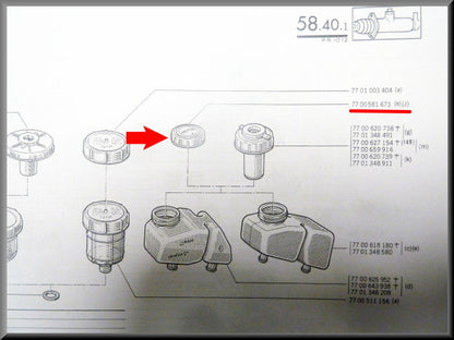 Couvercle réservoir de frein – Renault 12 – Renault 15 - Renault 17 - Renault 16 - OEM 7700581673
