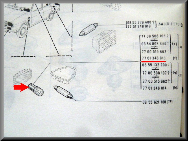 Bulb for parking lights and side indicators (4 Watt) – Renault 12 – Renault 15 - Renault 17 - Renault 16 -OEM 7701348013