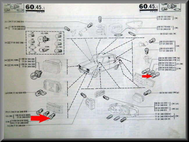 Lampje knipperlichten en achteruitrijverlichting (21 Watt) – Renault 16 – OEM 7701348015