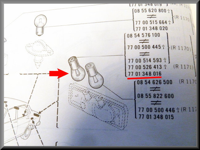 Lampje rem en dimlicht (21 5 Watt) – Renault 12 Renault 15 - Renault 17 - Renault 16 -– OEM 7701348016