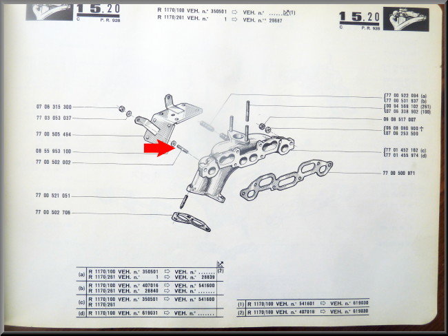 Manifold mounting bolt – Renault 12 – – Renault 12 - Renault 15 - Renault 17 - Renault 16 - OEM 7700502002
