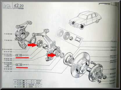 Front wheel bearing set (72x35x21 mm and 72x35x17mm) – Renault 16 – OEM 0855967900 / 0855968000