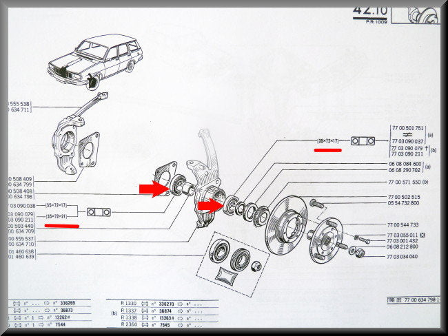 Front wheel bearing set (35x72x17 &amp; 35x72x21mm)