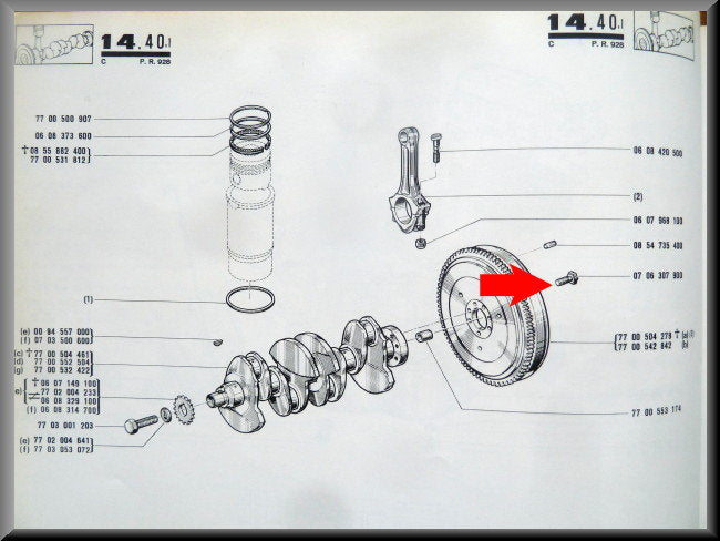 Flywheel bolt M9 x 1.0 – Renault 12 – Renault 15 - Renault 17 - Renault 16 - OEM 0706307900