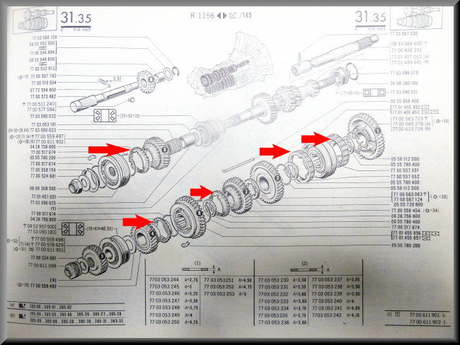 Synchromesh rings (385 gearbox) – Renault 16 – OEM 0428756800 (3x) / 7700557051 / 7700557052