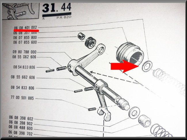 Opsluitring schakelas veer (4 bak) – Renault 16 – OEM 0608401200