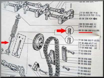 Soupape d'échappement (3 encoches) – Renault 16 TS – OEM 0833196200