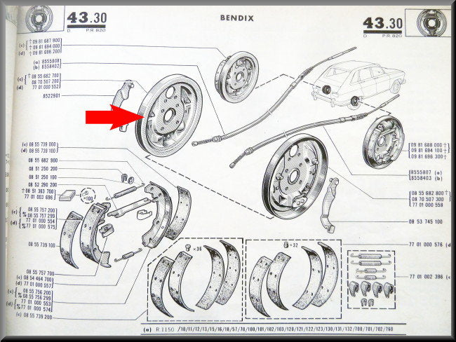 Plaque de maintien gauche (Bendix) – Renault 16 L (1150) – OEM 0870507200