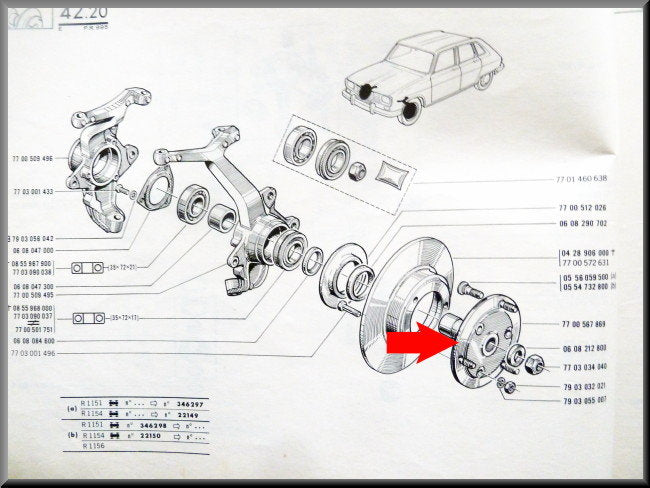 Moyeu de roue – Renault 16 – OEM 7700567869