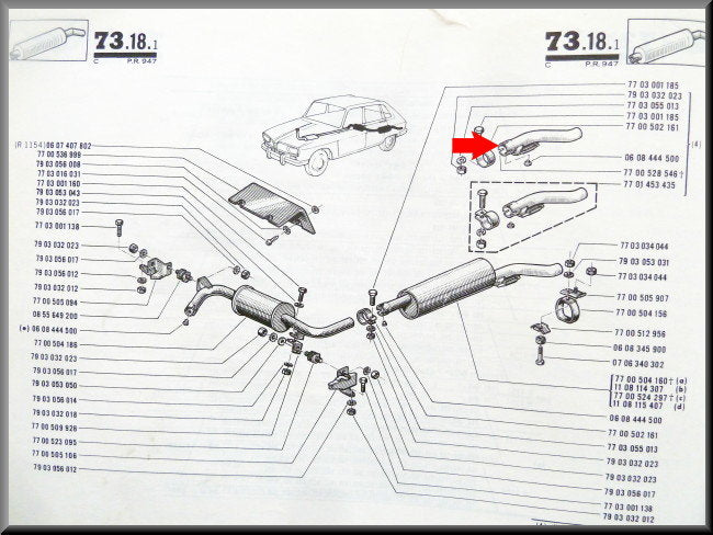 Sierstuk eindpijp – Renault 16 – OEM 7700528546