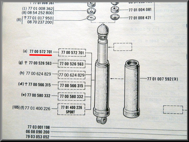 Schokdempers achterzijde – Renault 16 TX – OEM 7700580332