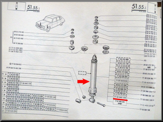 Schokdempers voorzijde – Renault 16 TX – OEM 7700640100A
