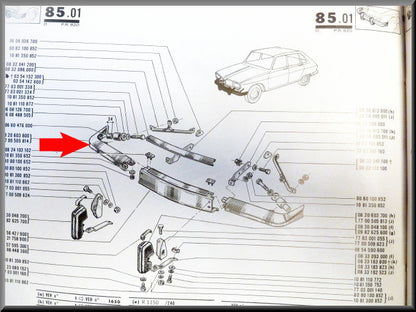 Bumperhoek voorzijde rechts – Renault 16 TX, TL – OEM 7700505814