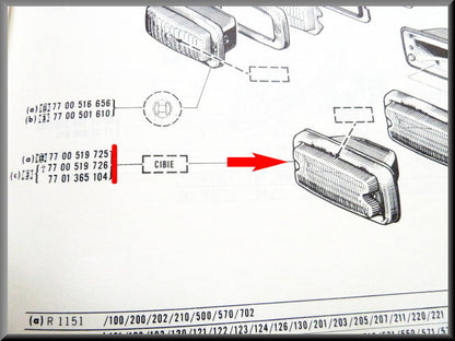 Achteruitrijlamp  (wit glas) – Renault 16 TS (1968-1969) – OEM 7700519725