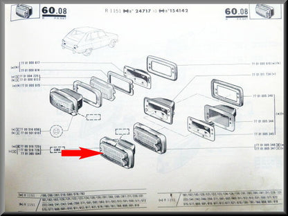 Achteruitrijlamp  (wit glas) – Renault 16 TS (1968-1969) – OEM 7700519725