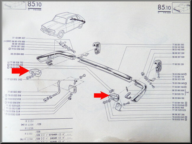 Bumpersteun achterzijde – Renault 16 – OEM 0428613400