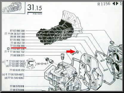 Rondelle d'arrêt (boîte 385) – Renault 16 (boîte 5) – OEM 7703058006