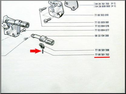 Goupille de verrouillage cylindre de serrure – Renault 16 – OEM 7700501702 / 0853711000