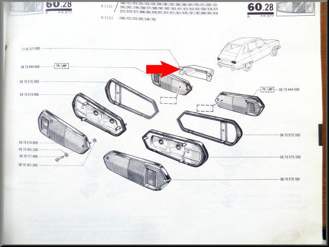 Afdekkap achterlicht (links en rechts) – links rechts – Renault 16 eerste type – OEM 7700521900