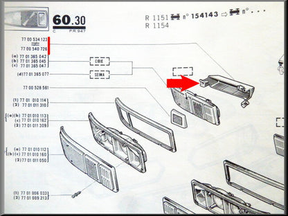 Cache-feu arrière gauche – Renault 16 deuxième type – OEM 7700534123