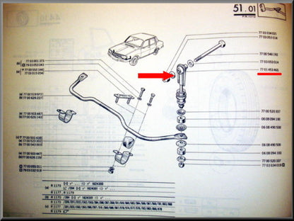 Stabilizer Bar Link Pin – Renault 12 – Renault 15 - Renault 17 - OEM 7701453465