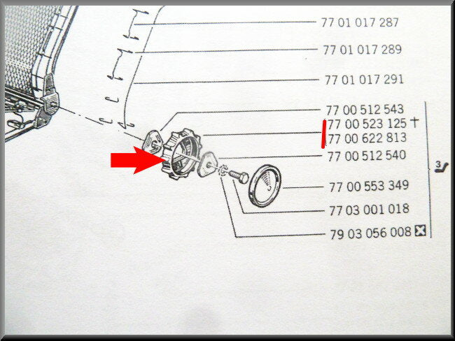 Seat backrest knob - Renault 12 - OEM 7700523125