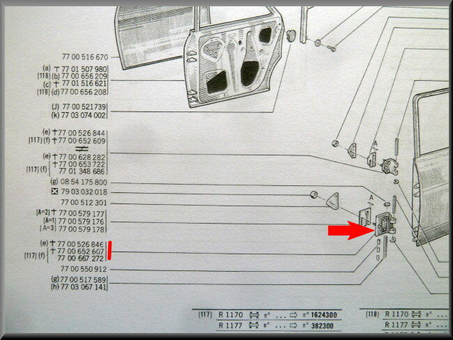 Portier scharnier – Renault 12 – OEM 7700526844