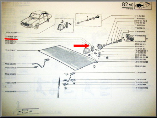 Crochet supérieur serrure de hayon blanc – Renault 12 – OEM 7700509887