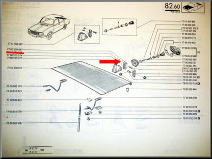 Crochet supérieur serrure de hayon blanc – Renault 12 – OEM 7700509887