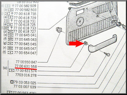 Bevestigingsclip opbergvakje portier – Renault 12 – OEM 7700631558