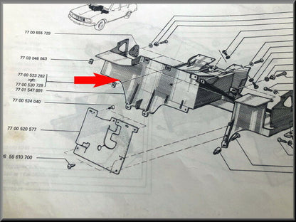Dashboard compartment (cardboard) – Renault 12 old type