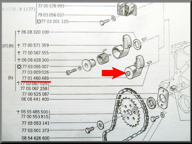 Tendeur de chaîne de distribution – Renault 12 – Renault 15 - Renault 4 - Estafette - OEM 7701460489