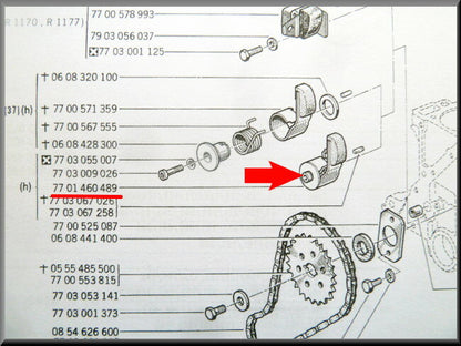 Tendeur de chaîne de distribution – Renault 12 – Renault 15 - Renault 4 - Estafette - OEM 7701460489