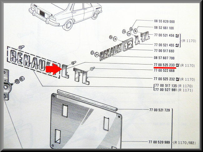 Emblème – Renault 12 L – OEM 7700525233