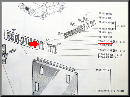 Emblème – Renault 12 L – OEM 7700525233