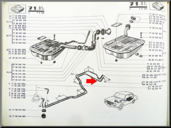 Benzinetank slang en – Renault 12 - Renault 15 - Renault 17 - Renault 16  - Renault 12 Gordini - Renault 16 – OEM 0608452200