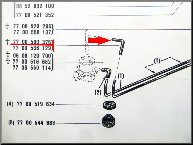 Benzinepomp slang – Renault 12 – Renault 16 - OEM 7700500376