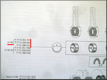 Jeu de coussinets de bielle (44 mm STD) largeur 17,50 mm – Renault 12 - Renault 15 - Renault 17 - Renault 16 - OEM 7701348415